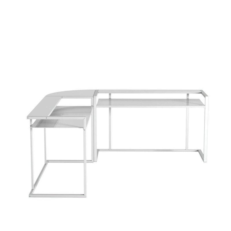 Ebern Designs Mondul Glass LShape Desk & Reviews Wayfair